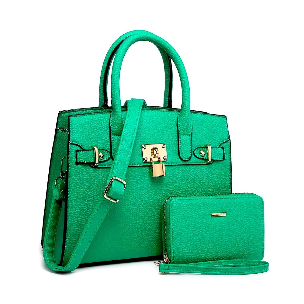 Green Top Handle Satchel Handbag